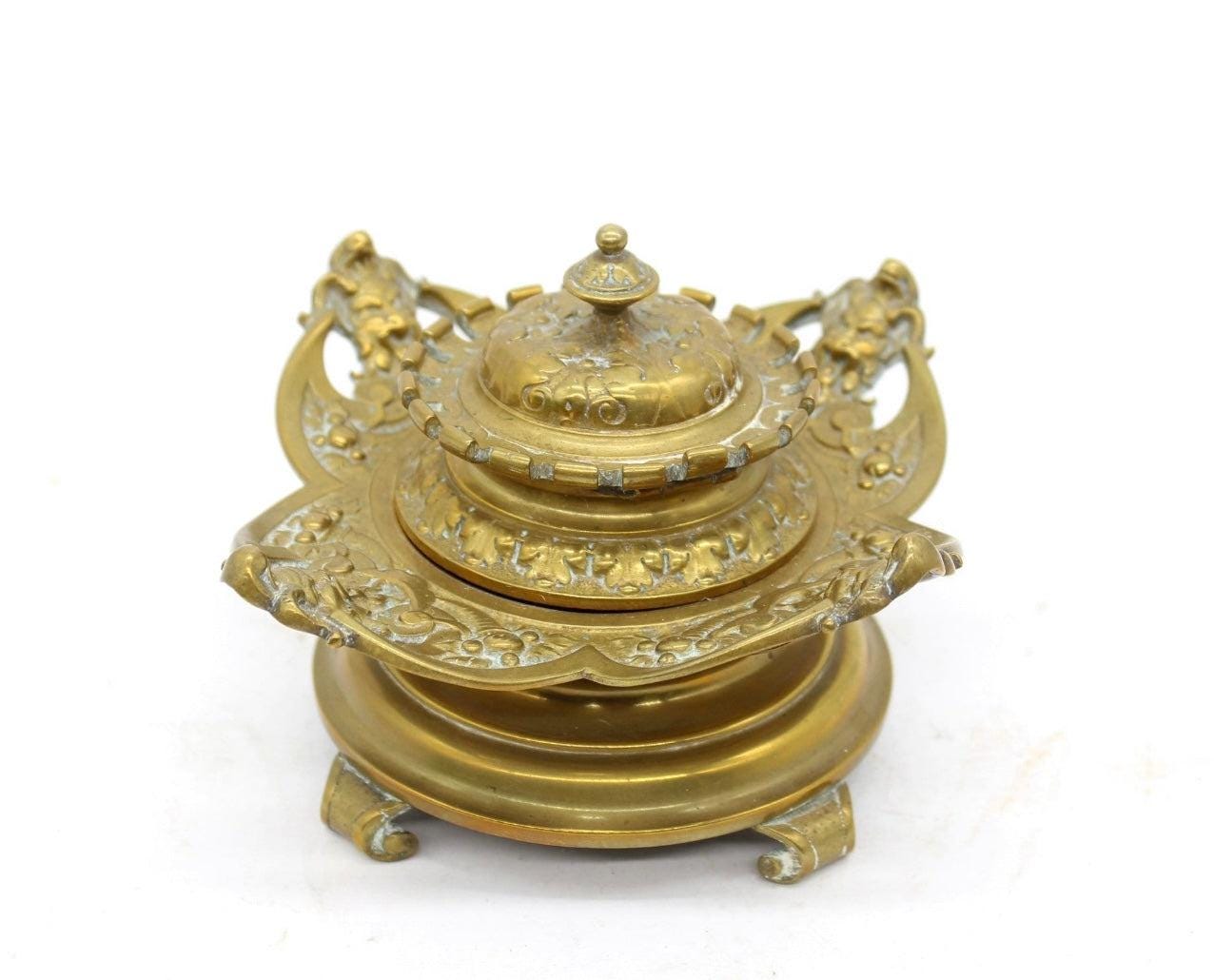 19th Century French Brass Inkwell,
