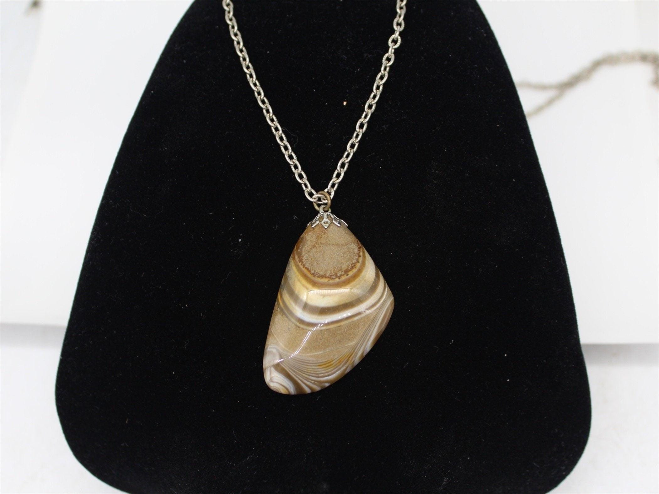 Vtg Natural Agate Pendant, Jewellery