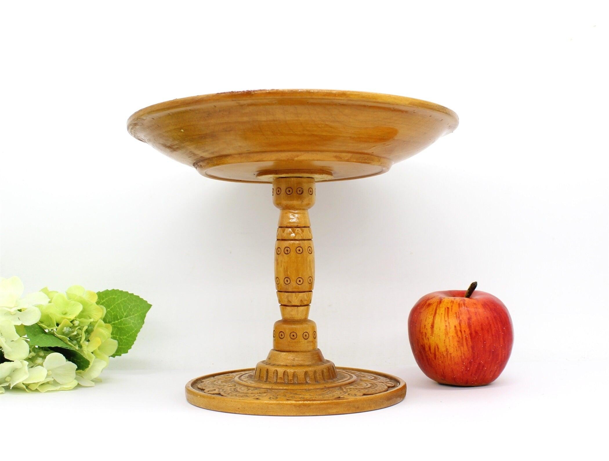 Vtg Hand Carved Wooden compote/ Stand, Home Decor