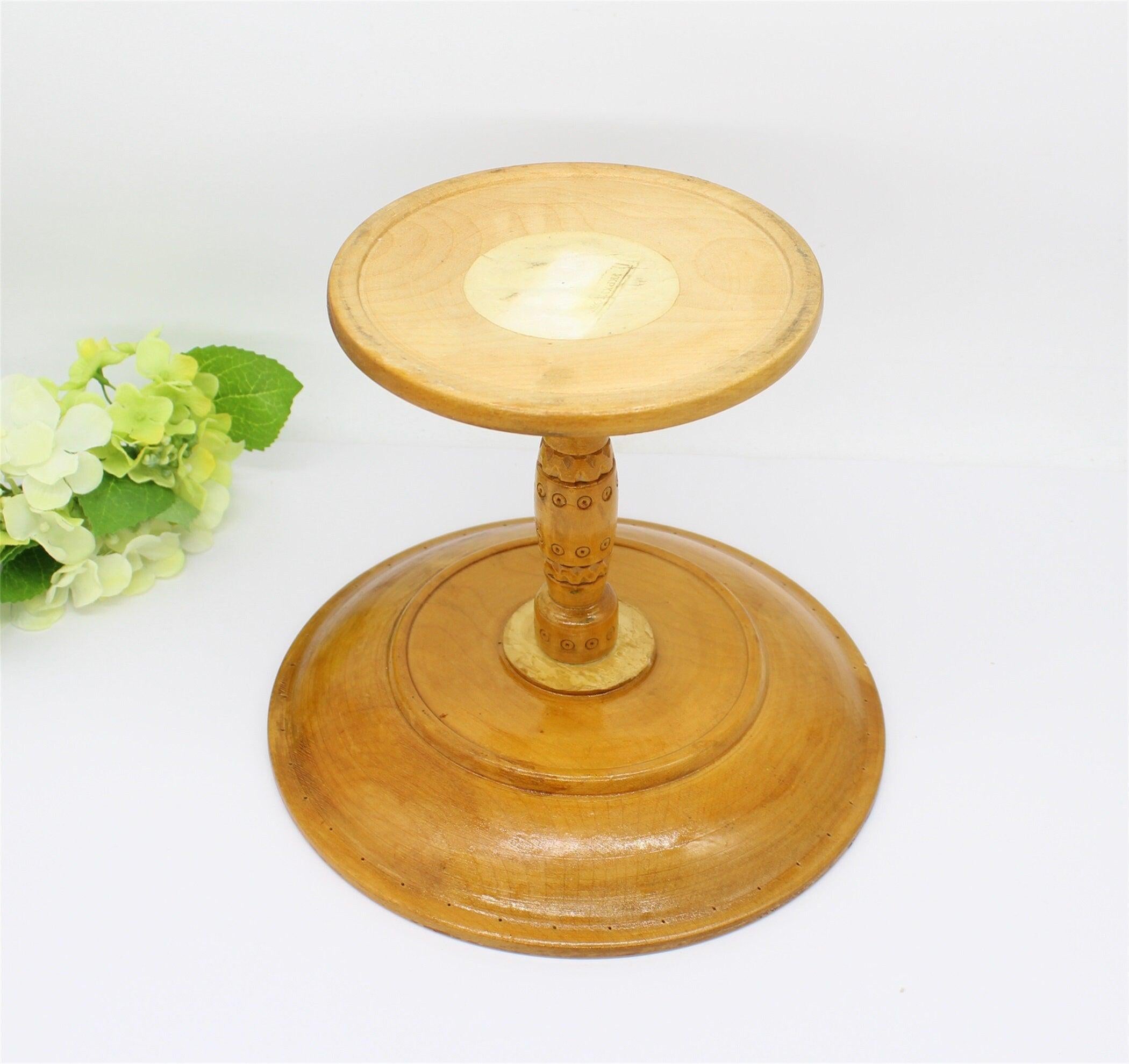 Vtg Hand Carved Wooden compote/ Stand, Home Decor