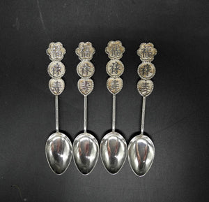 4x Vtg Sterling Silver Spoon, Longevity, Good Luck, Happinesses,