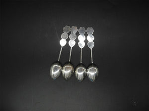 4x Vtg Sterling Silver Spoon, Longevity, Good Luck, Happinesses,
