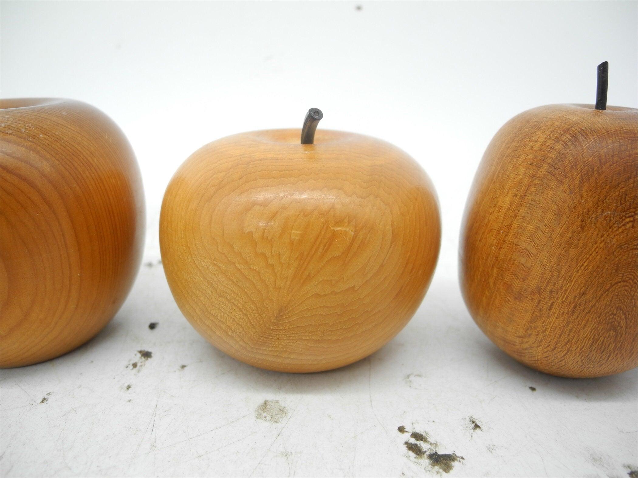 10P Hand Carved Wooden Fruit with Rattan Bowl/basket,Fruit Bowl,Wooden Decor,Carved Fruits,Wooden Pear,Kitchen Decor