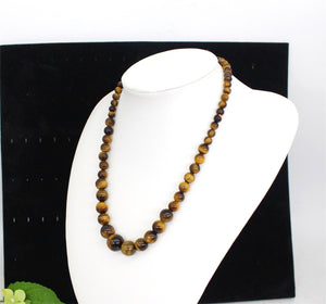 Natural Tiger Eye Necklace, Graduated Beaded Necklace