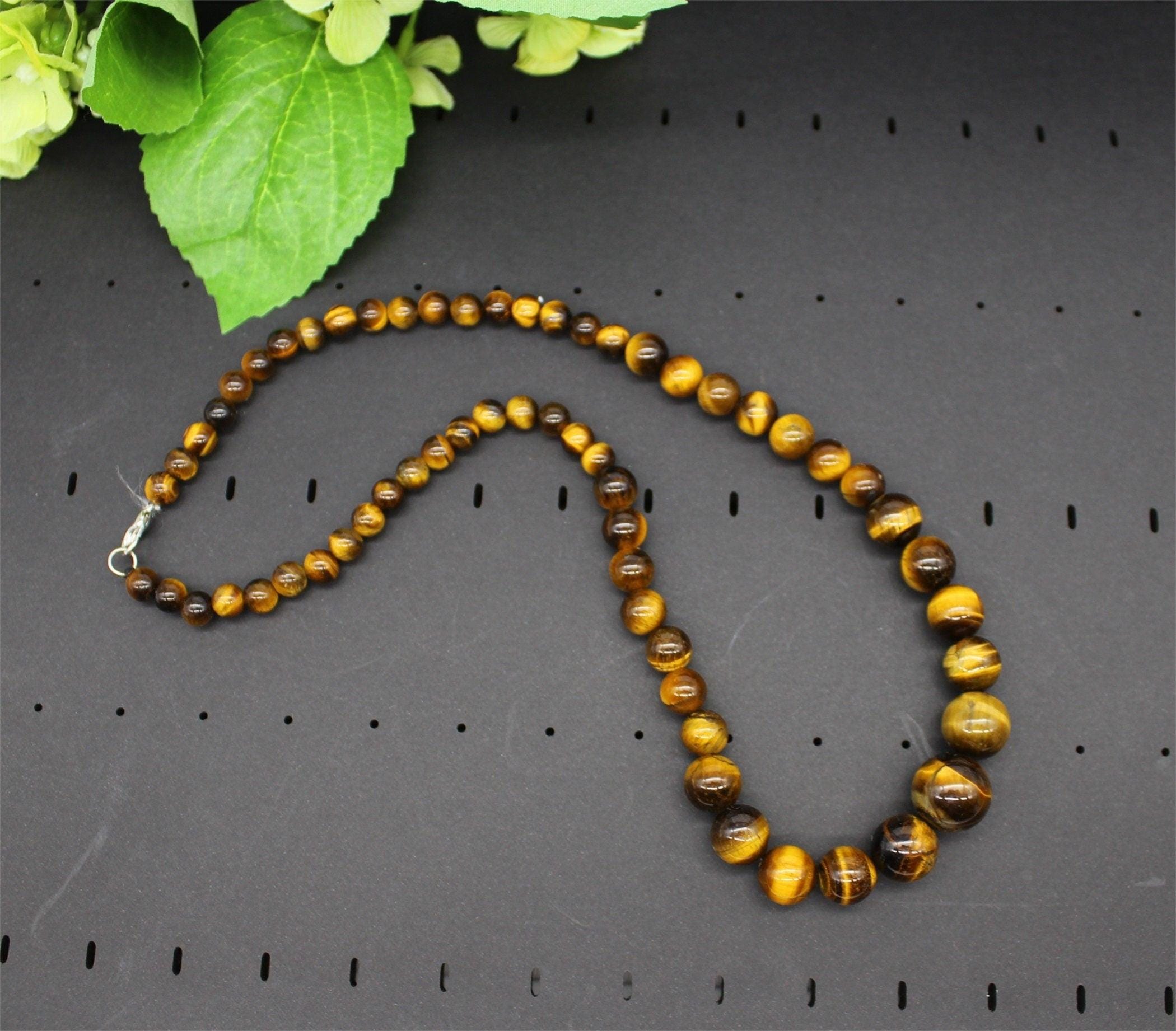 Natural Tiger Eye Necklace, Graduated Beaded Necklace