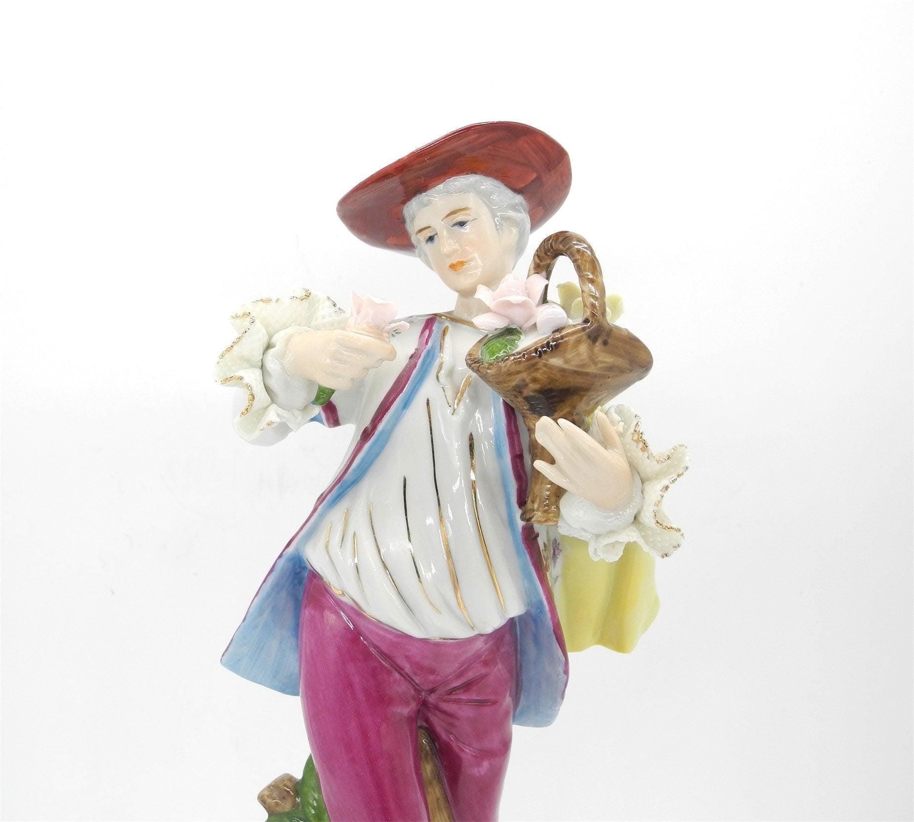 Vtg Porcelain Figurine, Male Gardener, Porcelain Ornament, Home Decor,