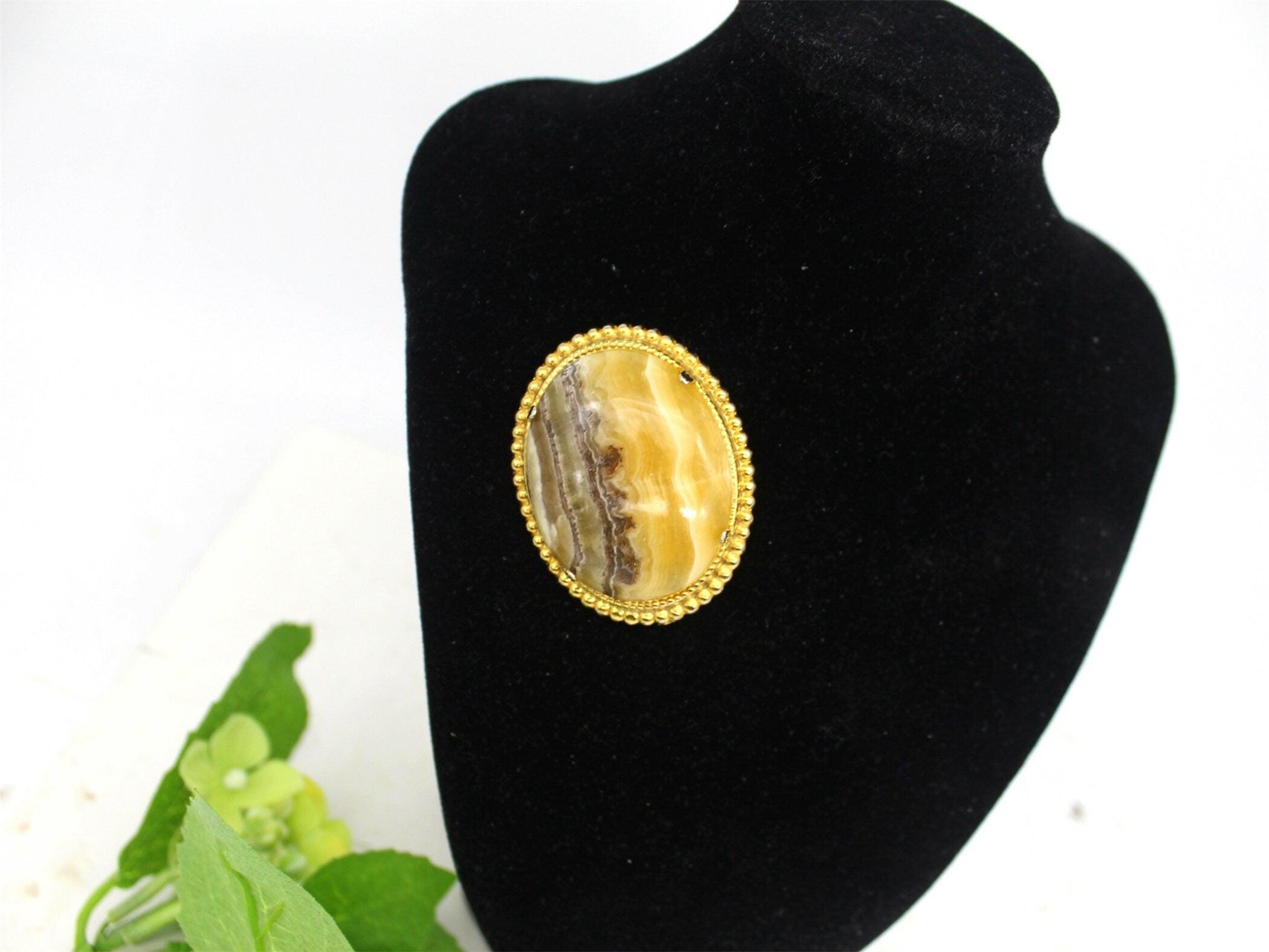 Natural Yellow Gemstone Pin Brooch, Jewellery