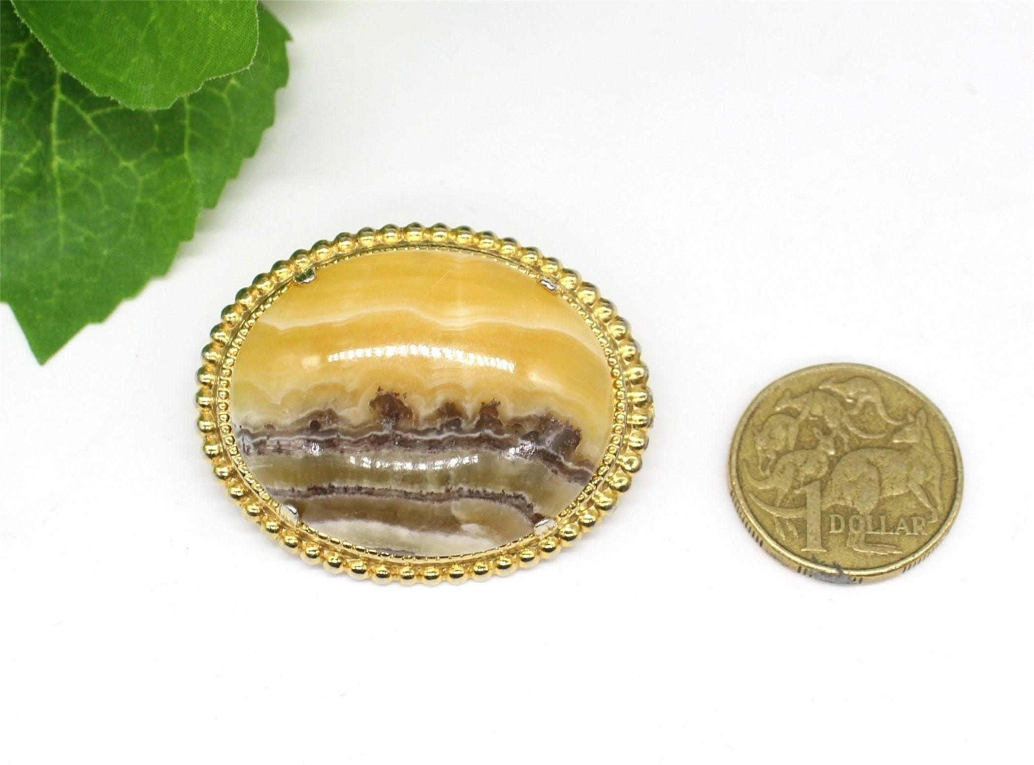 Natural Yellow Gemstone Pin Brooch, Jewellery