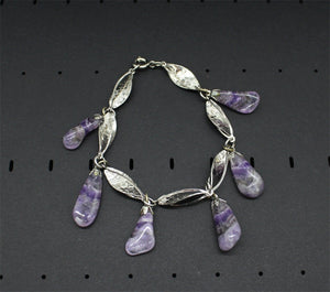 Natural Amethyst Charm Bracelet,
