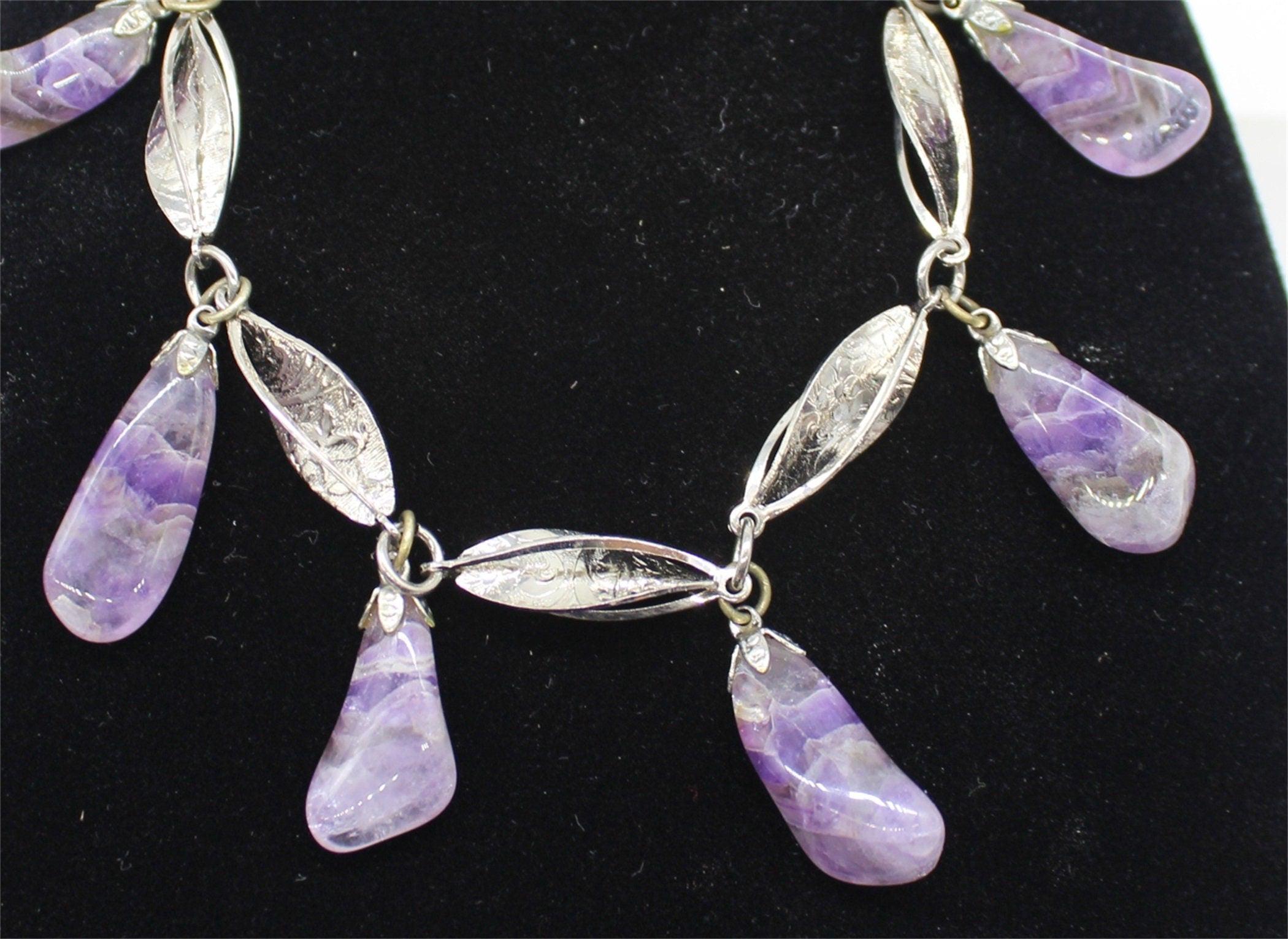 Natural Amethyst Charm Bracelet,
