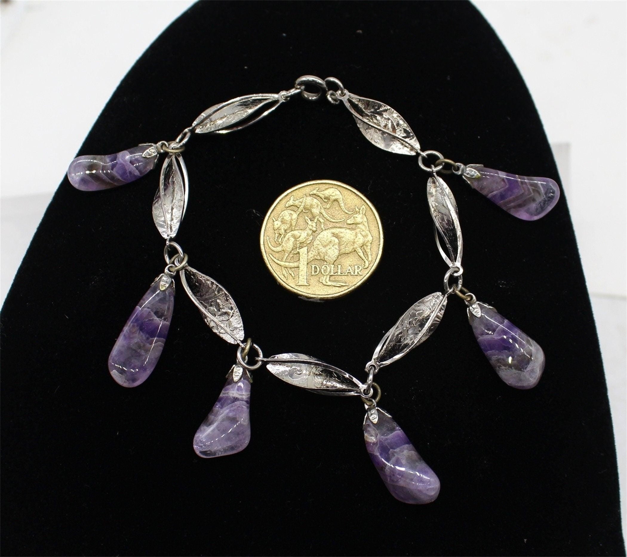 Natural Amethyst Charm Bracelet,