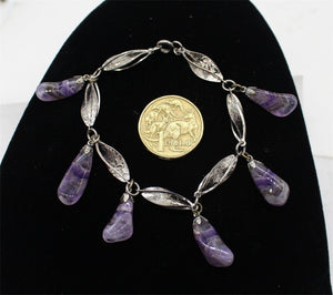 Natural Amethyst Charm Bracelet,