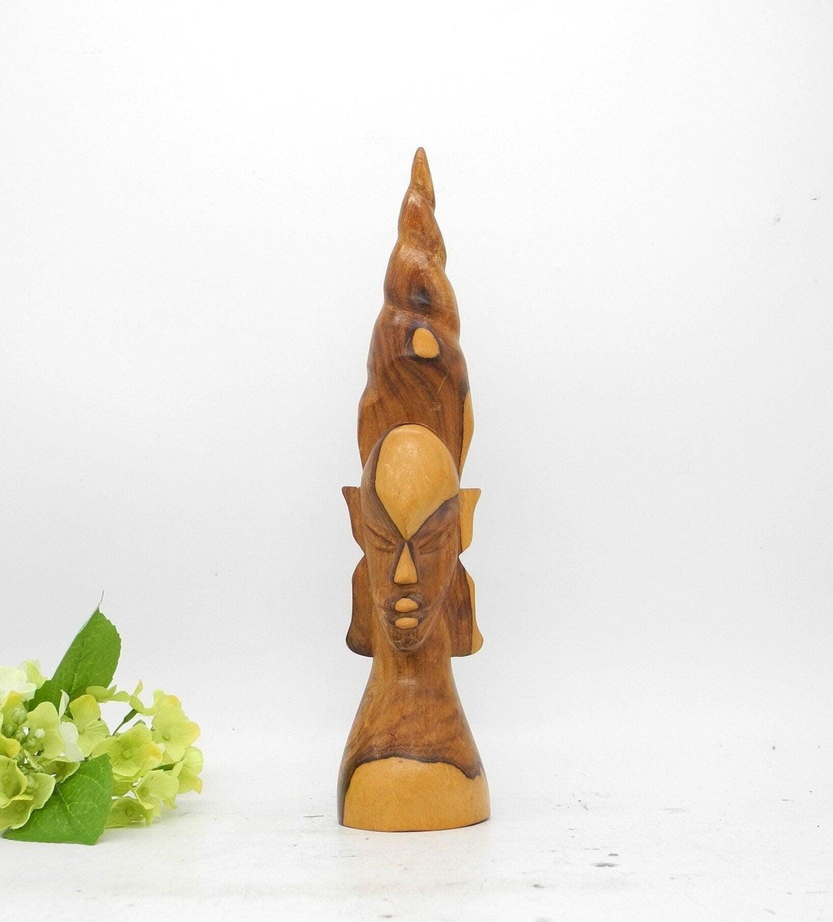 31cmH Vtg Wooden Tribal Statue, Home Decor