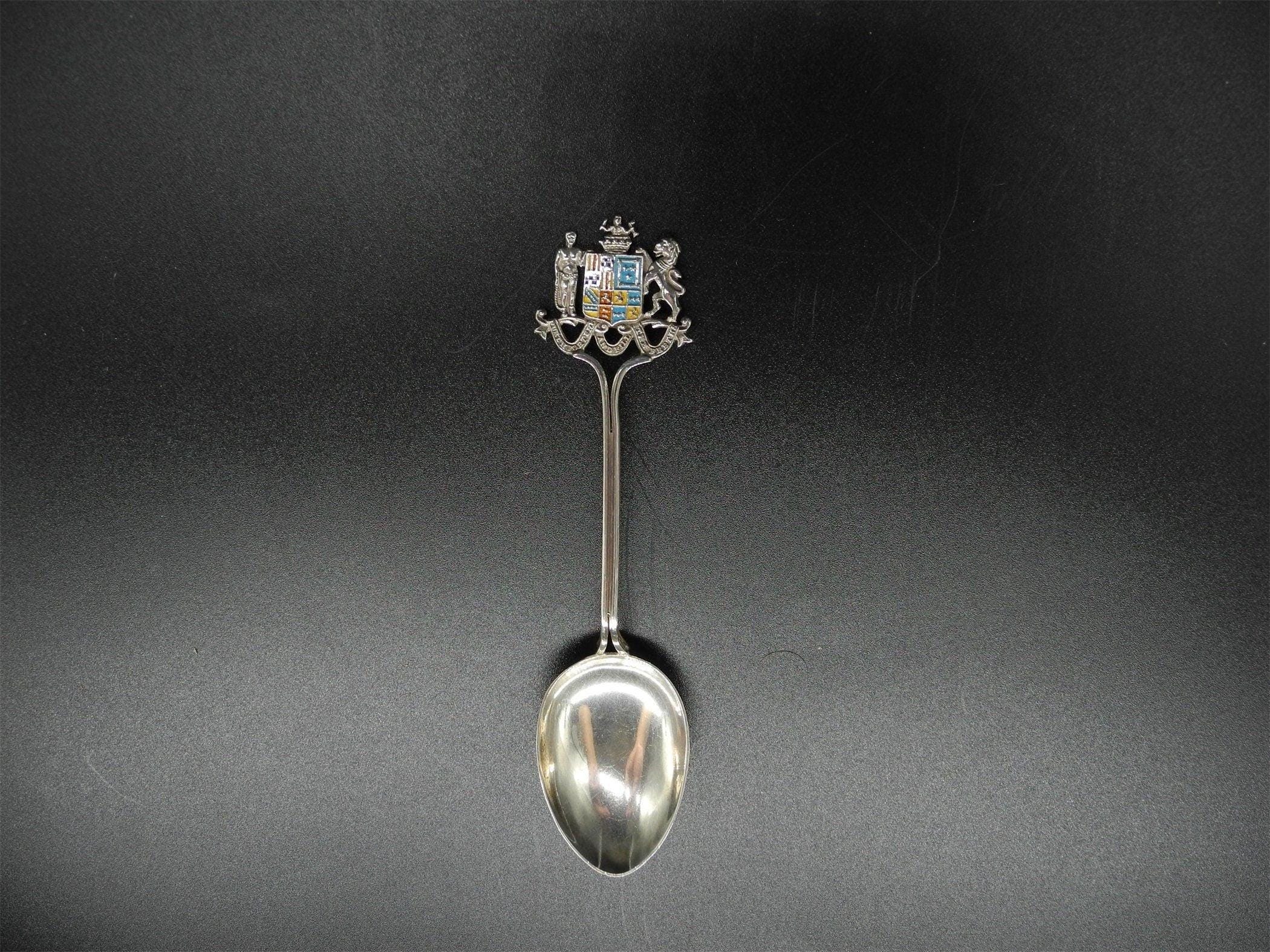 Antique 1906 Sterling Silver Teaspoon,Enamel Birmingham,Robert chandler