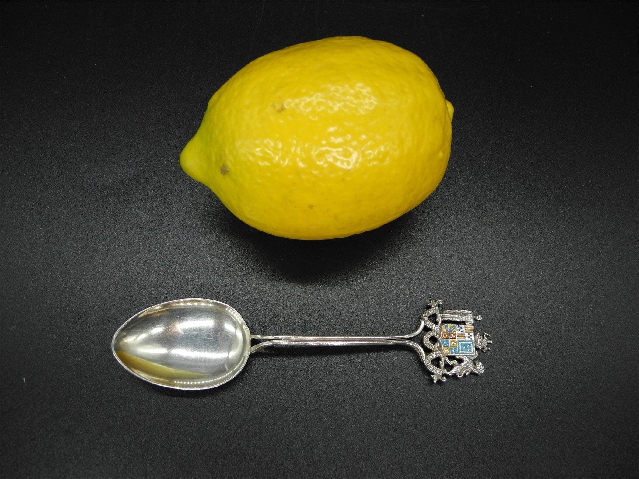 Antique 1906 Sterling Silver Teaspoon,Enamel Birmingham,Robert chandler