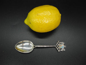 Antique 1906 Sterling Silver Teaspoon,Enamel Birmingham,Robert chandler