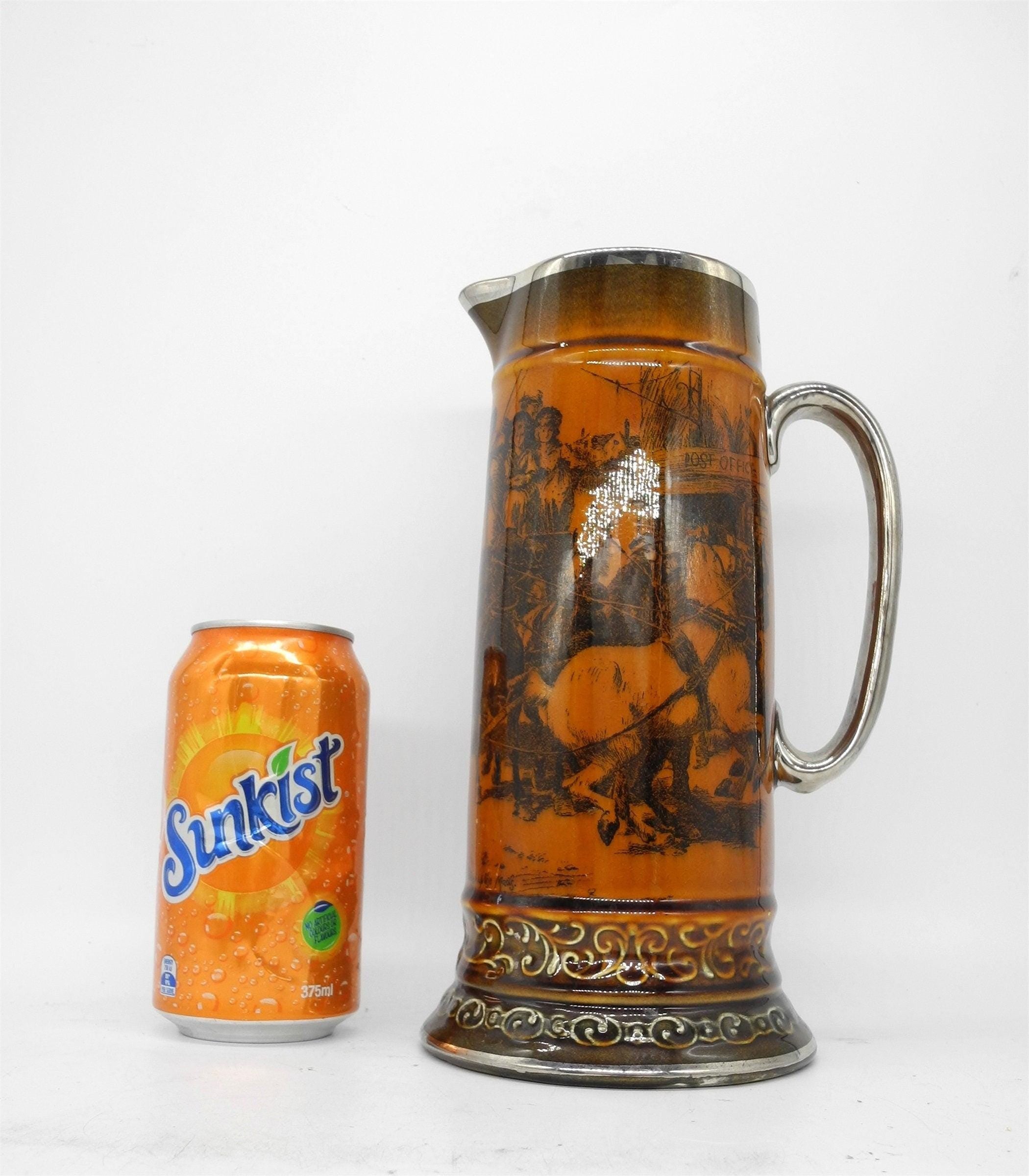 Tall Vtg Glazed Brown Tankard, Home Decor, England