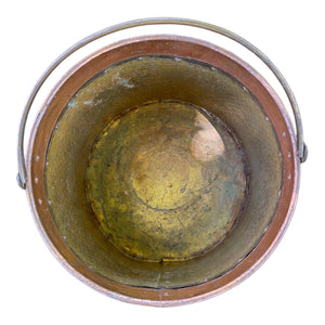 Old X-Large French Arts and Crfats  Copper and Brass Pot With a Handle and Grommets